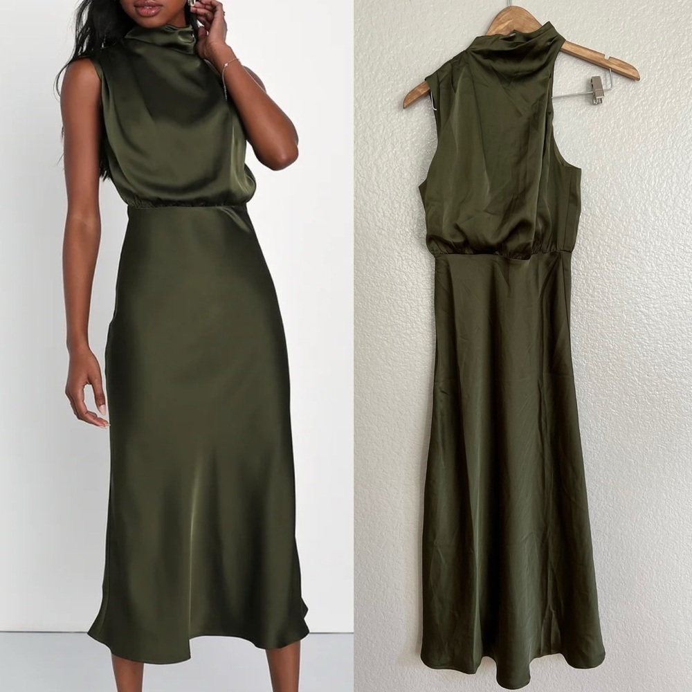 Lulu's Olive Green Midi Dress